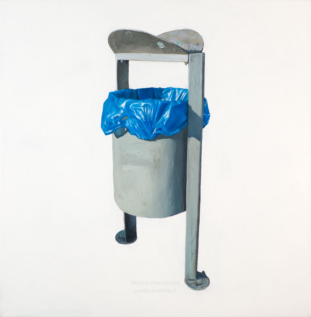 basurero, Óleo, sobre lino, 30 x 30 cm