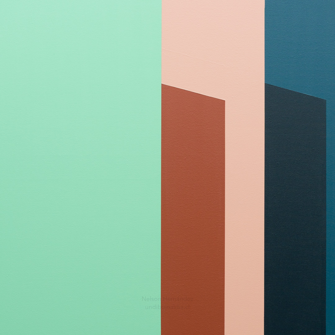 composition II, Acrylic, About cotton fabric, 100 x 100 cm / 39 x 39 in