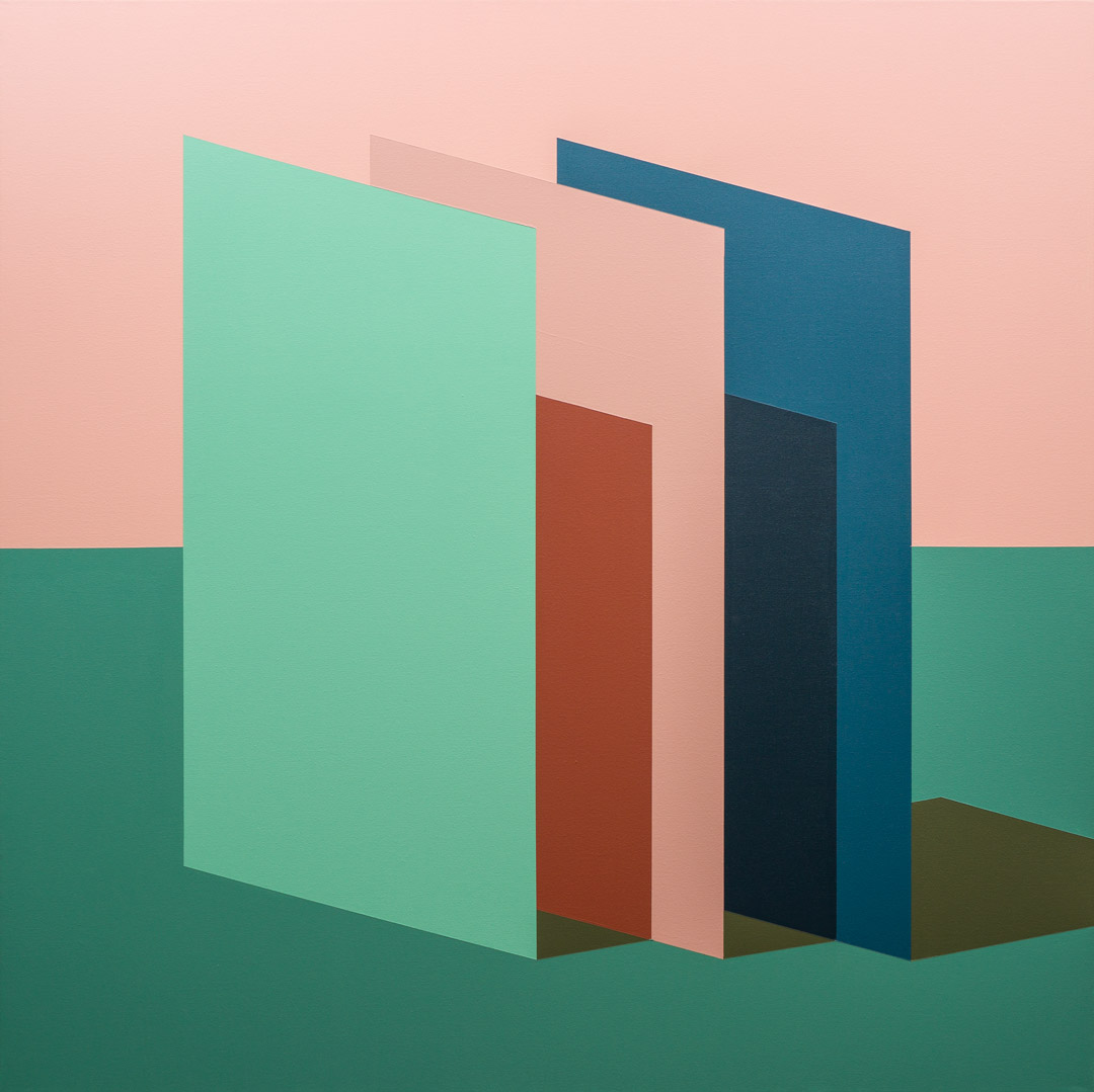 composition II, Acrylic, About cotton fabric, 100 x 100 cm / 39 x 39 in