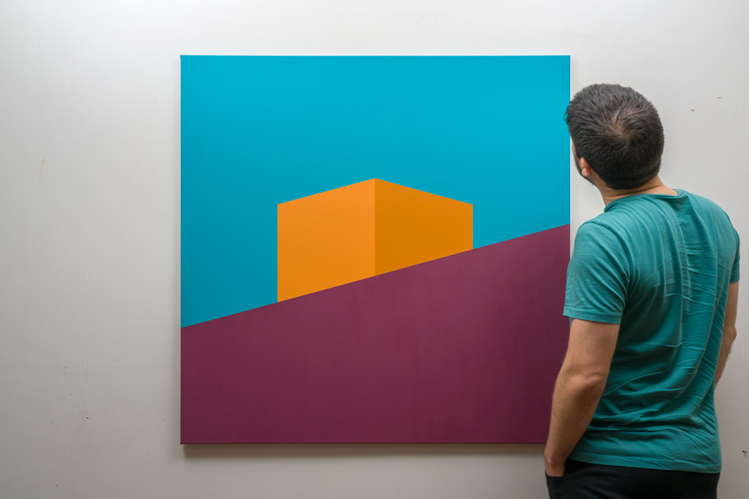 composition IV, Acrylic, About cotton fabric, 100 x 100 cm / 39 x 39 in