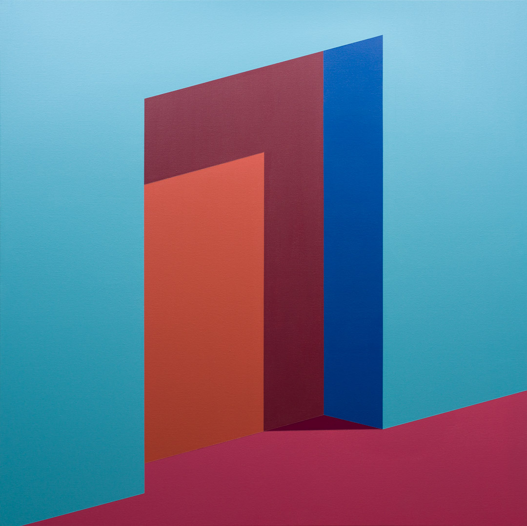 composition V, Acrylic, About cotton fabric, 100 x 100 cm / 39 x 39 in