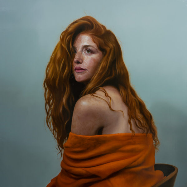 otra mujer sentada en una silla, Óleo, sobre tela de algodón, 100 x 100 cm