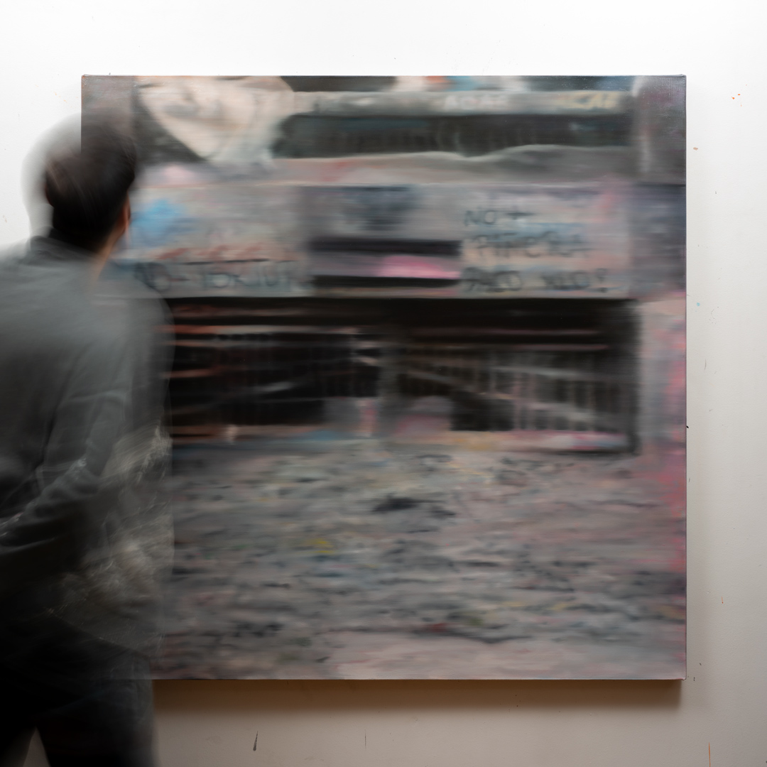 Detención Plaza Dignidad, Óleo, sobre lino, 120 x 120 cm