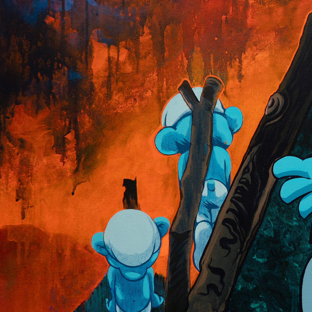Los pitufidesastres de la guerra: Tampoco, Acrílico, sobre tela de algodón, 100 x 100 cm