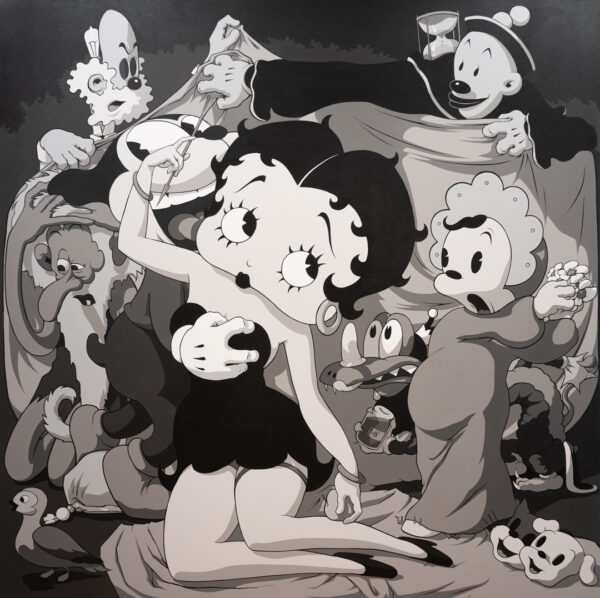 Venus y Cupido, Acrílico, sobre tela de algodón, 150 x 150 cm