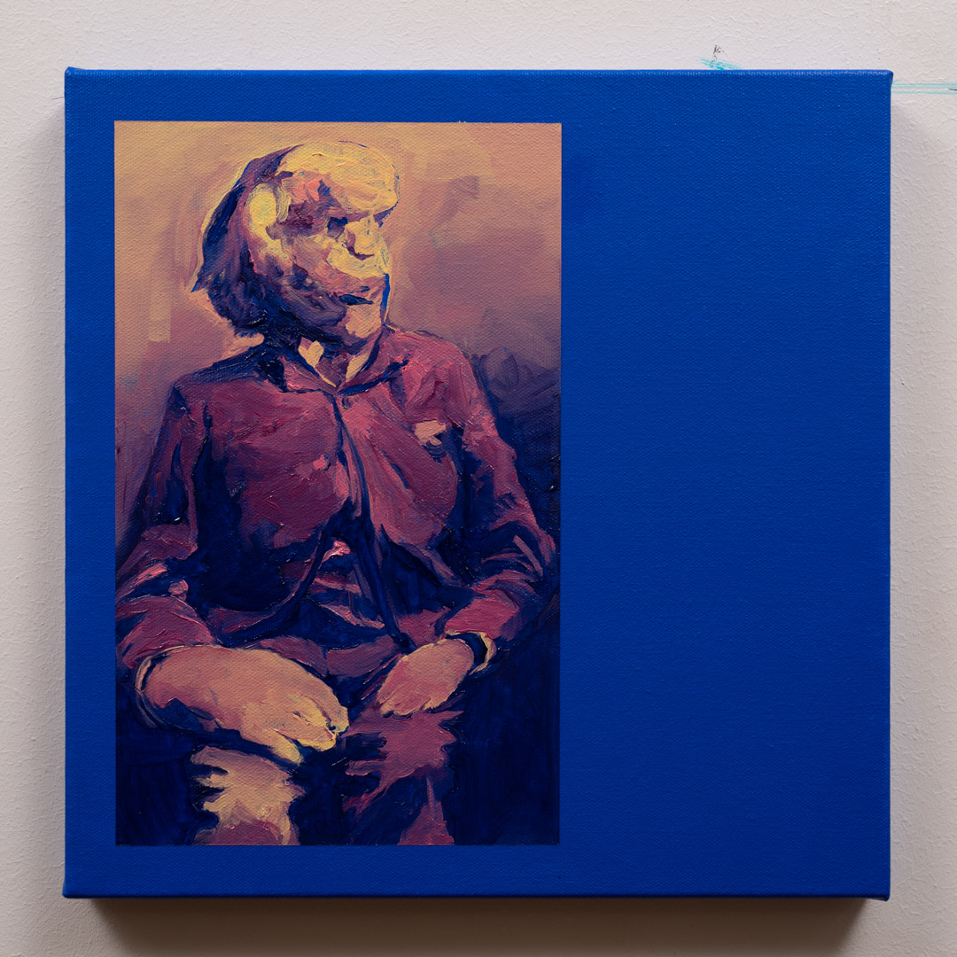 Elephant Man, Oil and Acrylic, About cotton fabric, 30 x 30 cm / 11.8 x 11.8 in