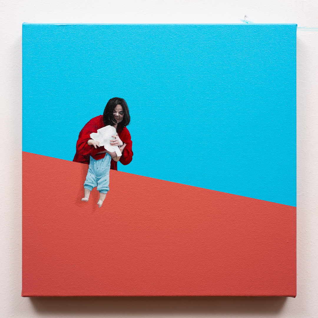 Off the wall, Óleo y Acrílico, sobre tela de algodón, 30 x 30 cm