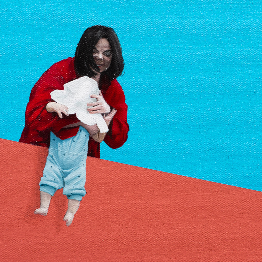 Off the wall, Óleo y Acrílico, sobre tela de algodón, 30 x 30 cm
