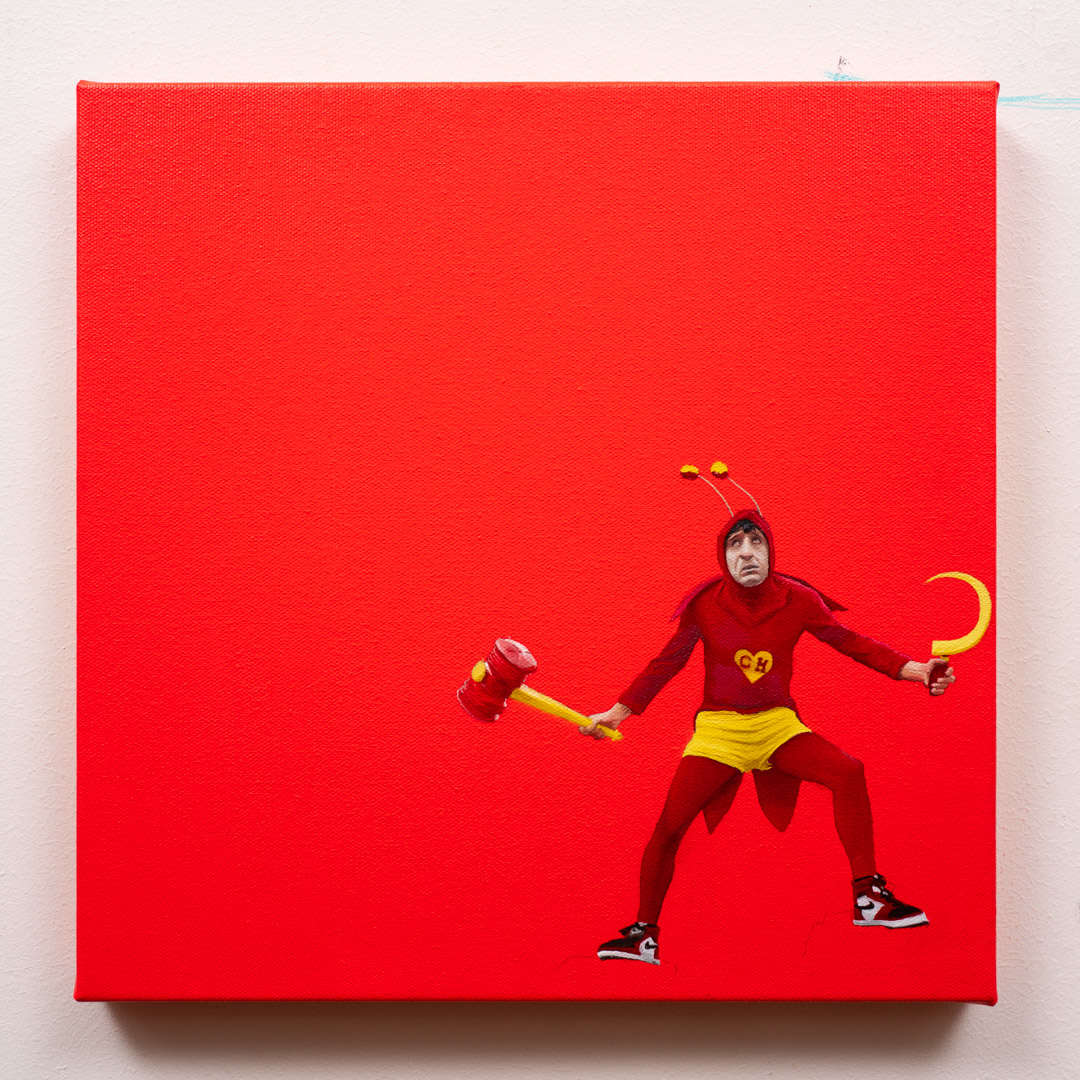 El Chapulín Rojo, Óleo y Acrílico, sobre tela de algodón, 30 x 30 cm