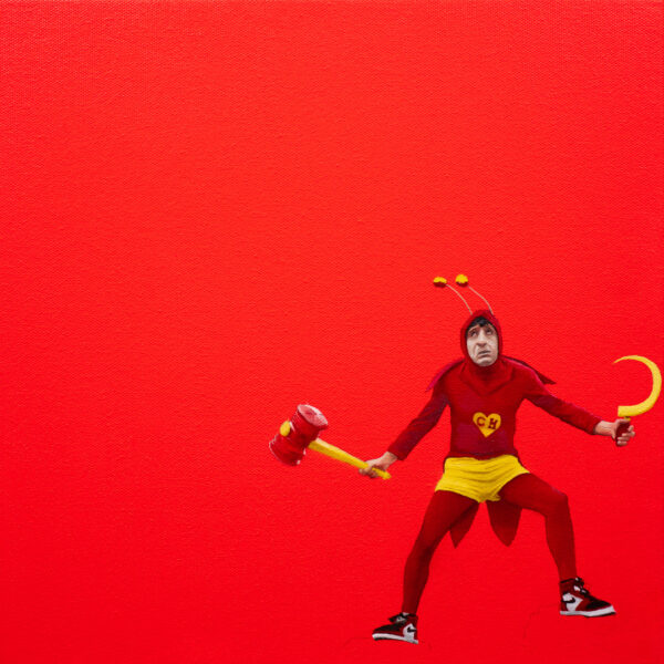 El Chapulín Rojo, Óleo y Acrílico, sobre tela de algodón, 30 x 30 cm