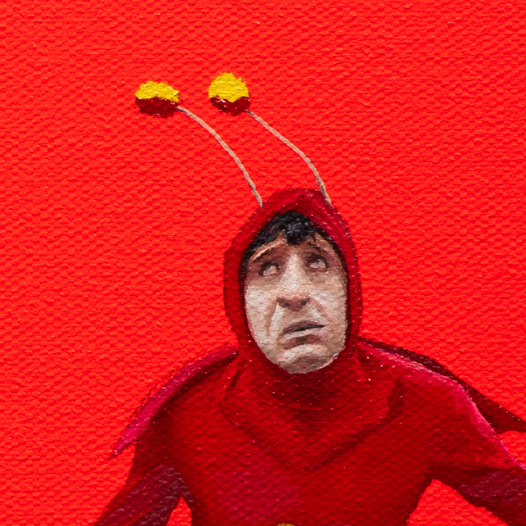 El Chapulín Rojo, Óleo y Acrílico, sobre tela de algodón, 30 x 30 cm
