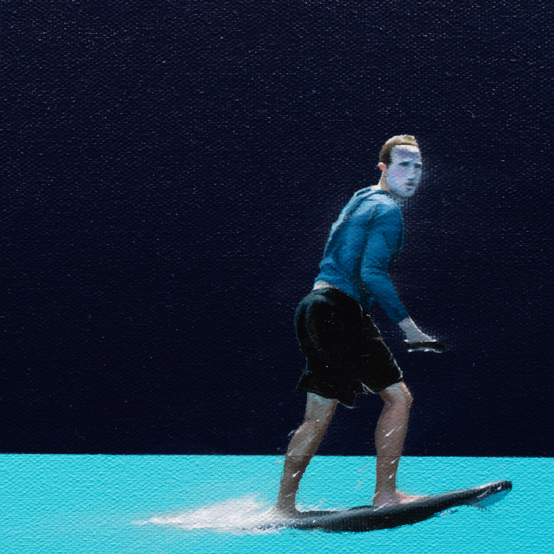 Sick ass Zuck, Oil and Acrylic, About cotton fabric, 30 x 30 cm / 11.8 x 11.8 in