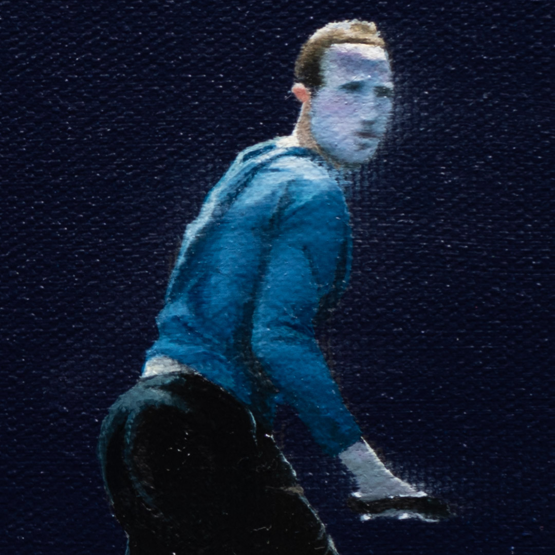 Sick ass Zuck, Oil and Acrylic, About cotton fabric, 30 x 30 cm / 11.8 x 11.8 in