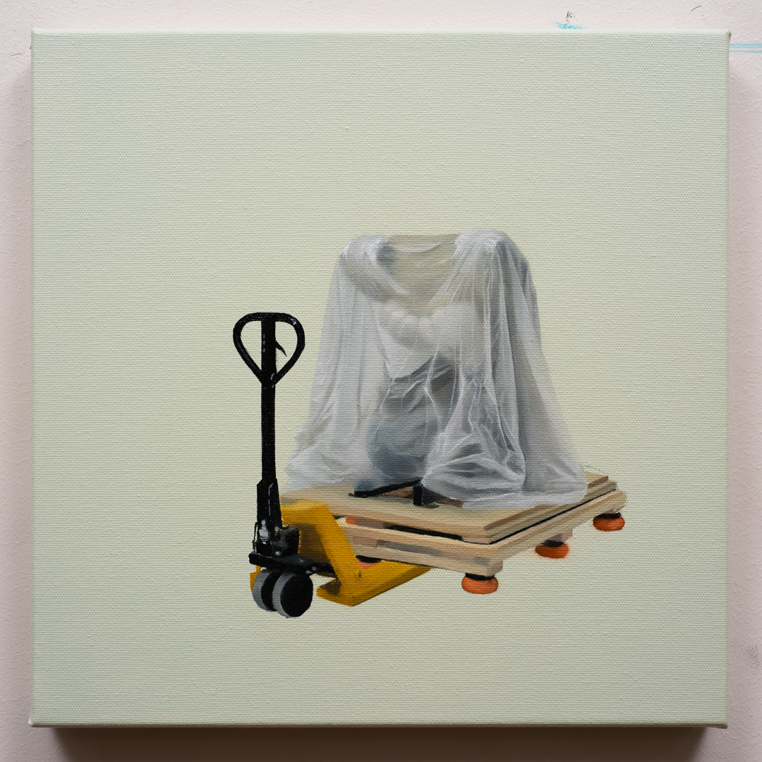 the first thing we ever do is cry, Oil and Acrylic, About cotton fabric, 30 x 30 cm / 11.8 x 11.8 in