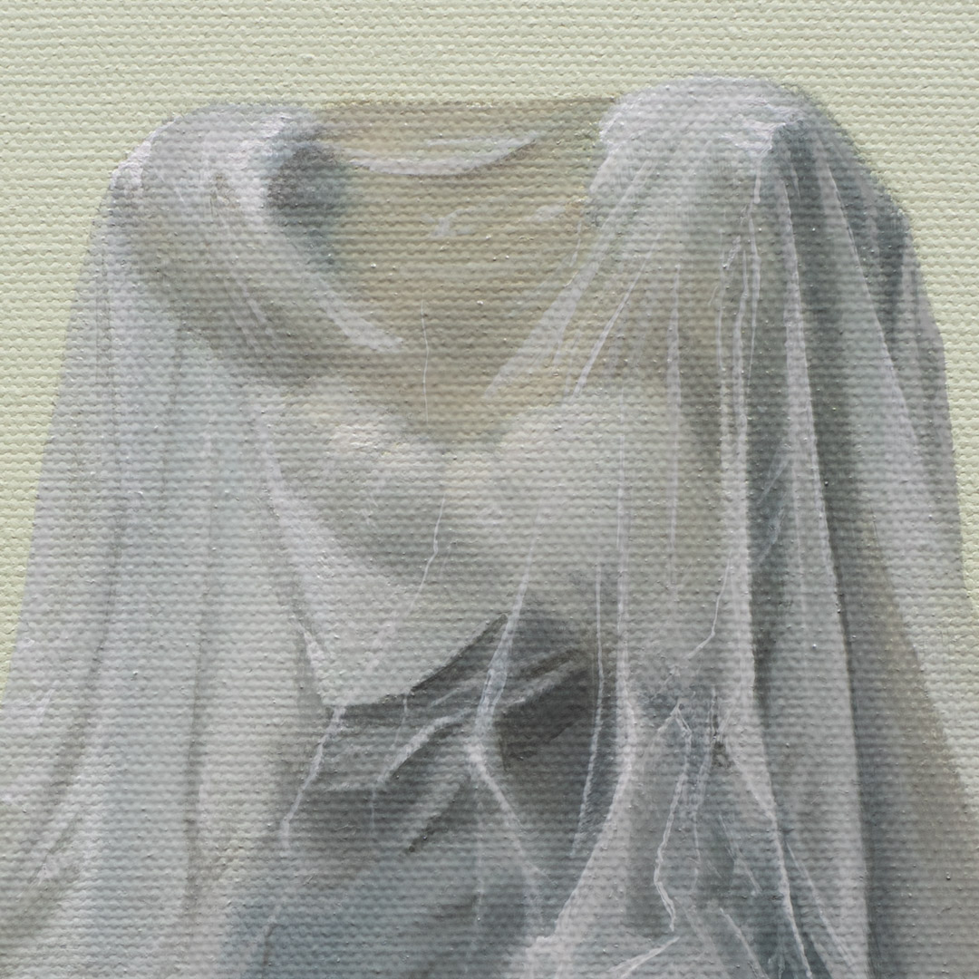 the first thing we ever do is cry, Oil and Acrylic, About cotton fabric, 30 x 30 cm / 11.8 x 11.8 in