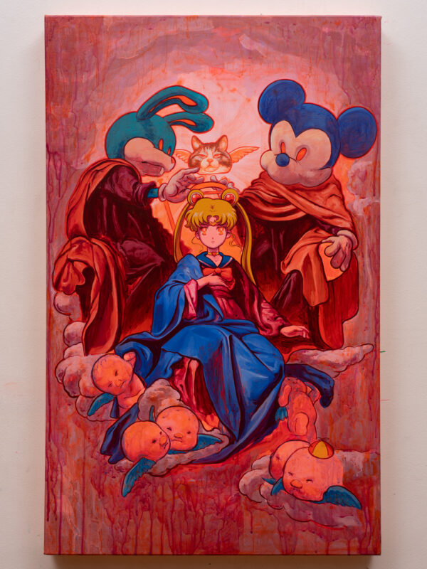 Coronación de la Virgen, Acrílico, sobre tela de algodón, 80 x 50 cm