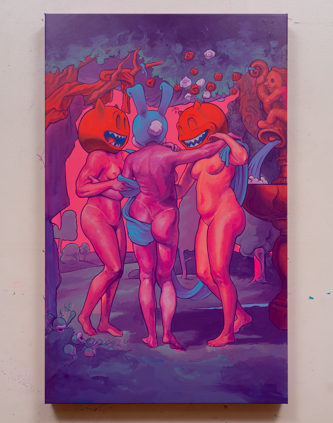 Las tres Gracias, Acrílico, sobre tela de algodón, 80 x 50 cm