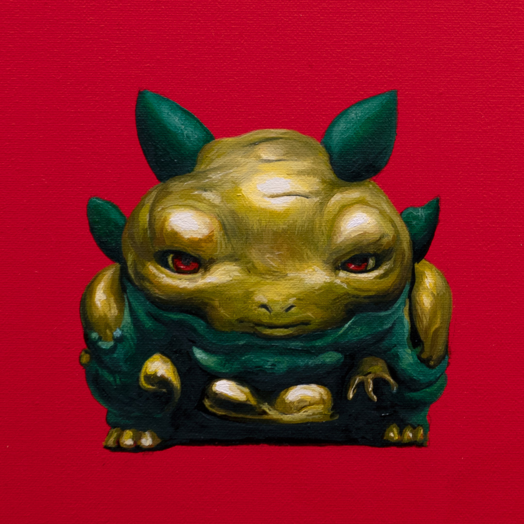 Pocket Monsters, Oil and Acrylic, About cotton fabric, 30 x 30 cm / 11.8 x 11.8 in