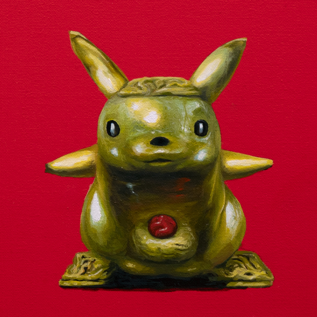 Pocket Monsters, Oil and Acrylic, About cotton fabric, 30 x 30 cm / 11.8 x 11.8 in