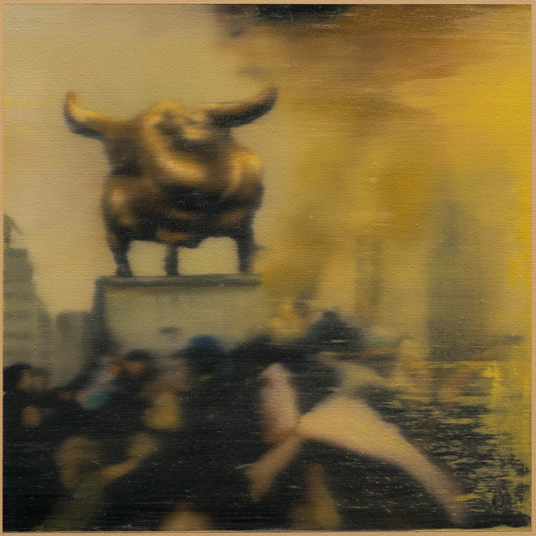 La adoración del becerro de oro, Óleo y Acrílico, sobre tela de algodón, 30 x 30 cm