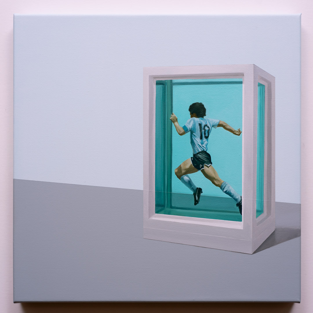 The Physical Impossibility of Death in the Mind of Someone Living, Oil and Acrylic, About cotton fabric, 30 x 30 cm / 11.8 x 11.8 in