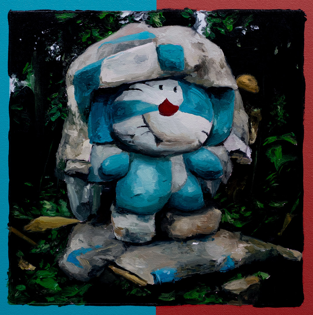 Antiguo dios Gato del Cosmos, Óleo y Acrílico, sobre tela de algodón, 30 x 30 cm