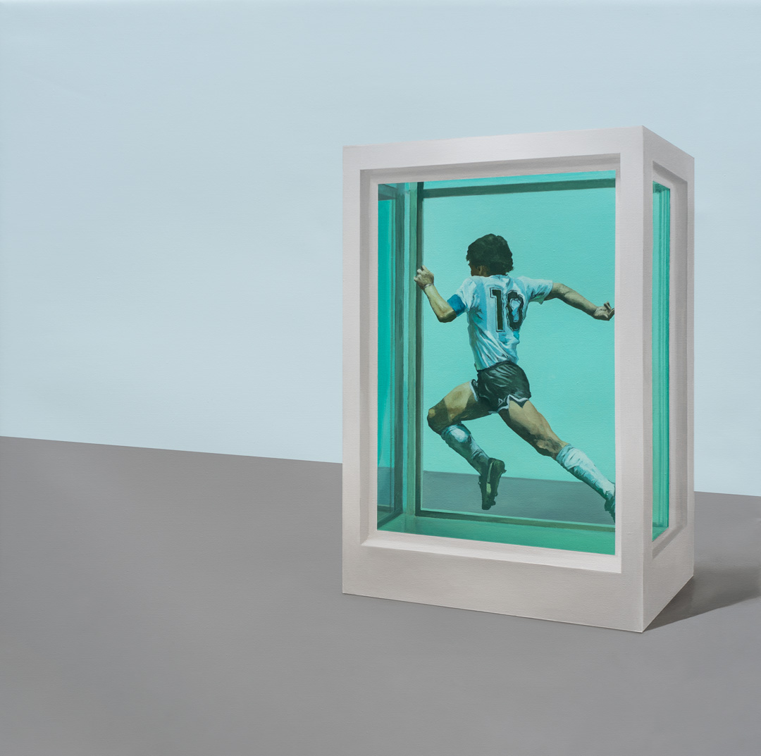The Physical Impossibility of Death in the Mind of Someone Living, Óleo y Acrílico, sobre tela de algodón, 50 x 50 cm