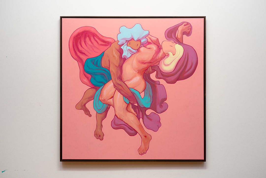 Boreas & Orithyia, Óleo y Acrílico, sobre lino, 100 x 100 cm