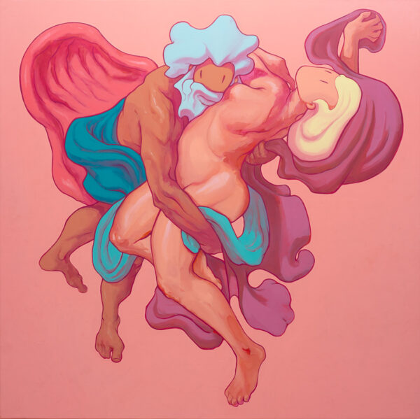 Boreas & Orithyia, Óleo y Acrílico, sobre lino, 100 x 100 cm