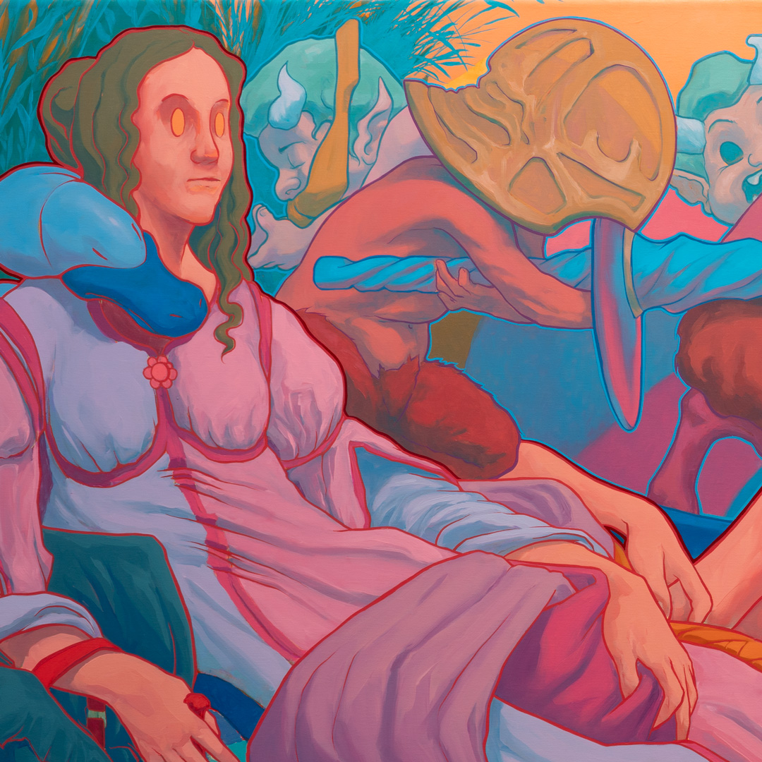 Venus and Mars (in a new light), Óleo y Acrílico, sobre lino, 76 x 170 cm