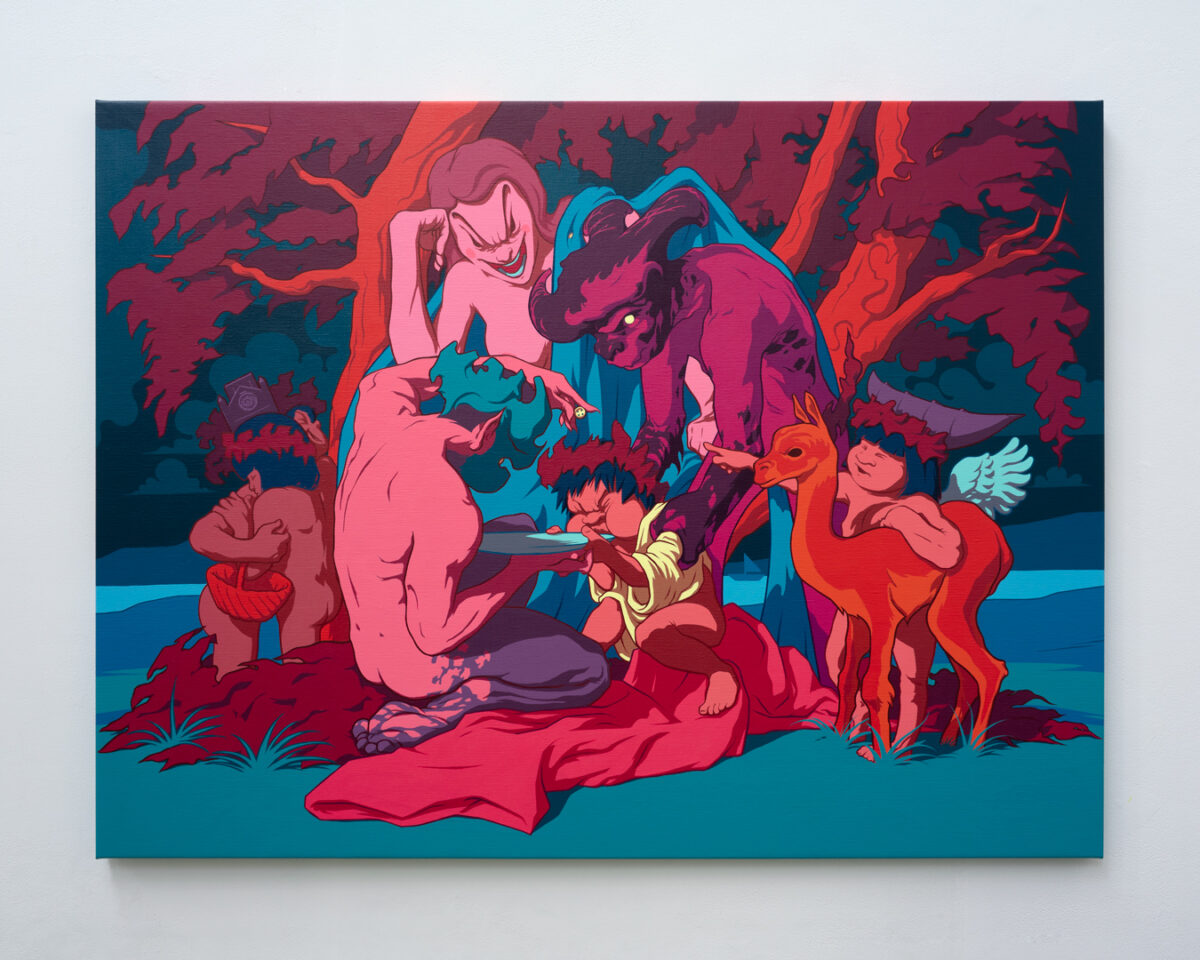 La Compra de Jemmy Button o la Civilización del Buen Salvaje, Acrílico, sobre lino, 90 x 120 cm