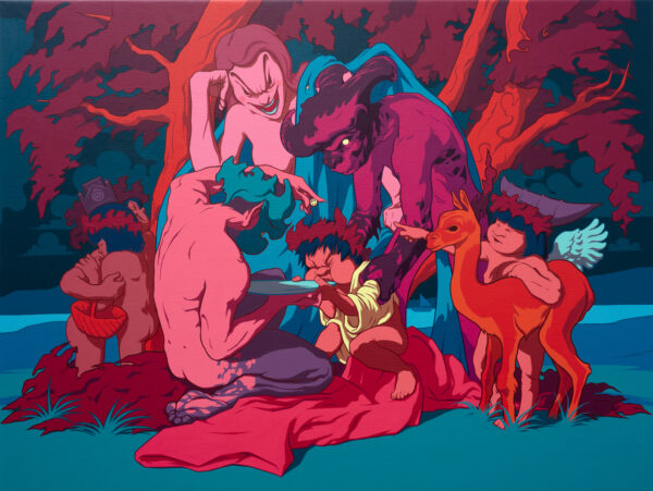 La Compra de Jemmy Button o la Civilización del Buen Salvaje, Acrílico, sobre lino, 90 x 120 cm