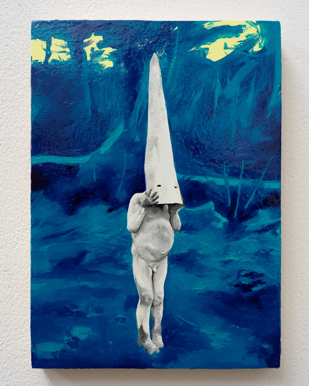 Niño con máscara, Óleo, sobre panel de madera, 18 x 13 cm