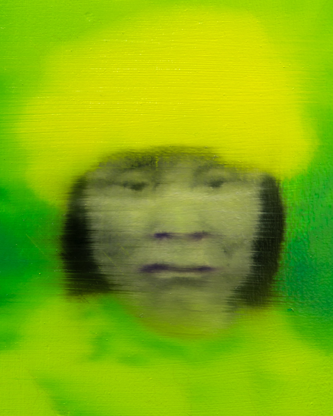 Mujer en amarillo y verde, Óleo, sobre panel de madera, 18 x 13 cm