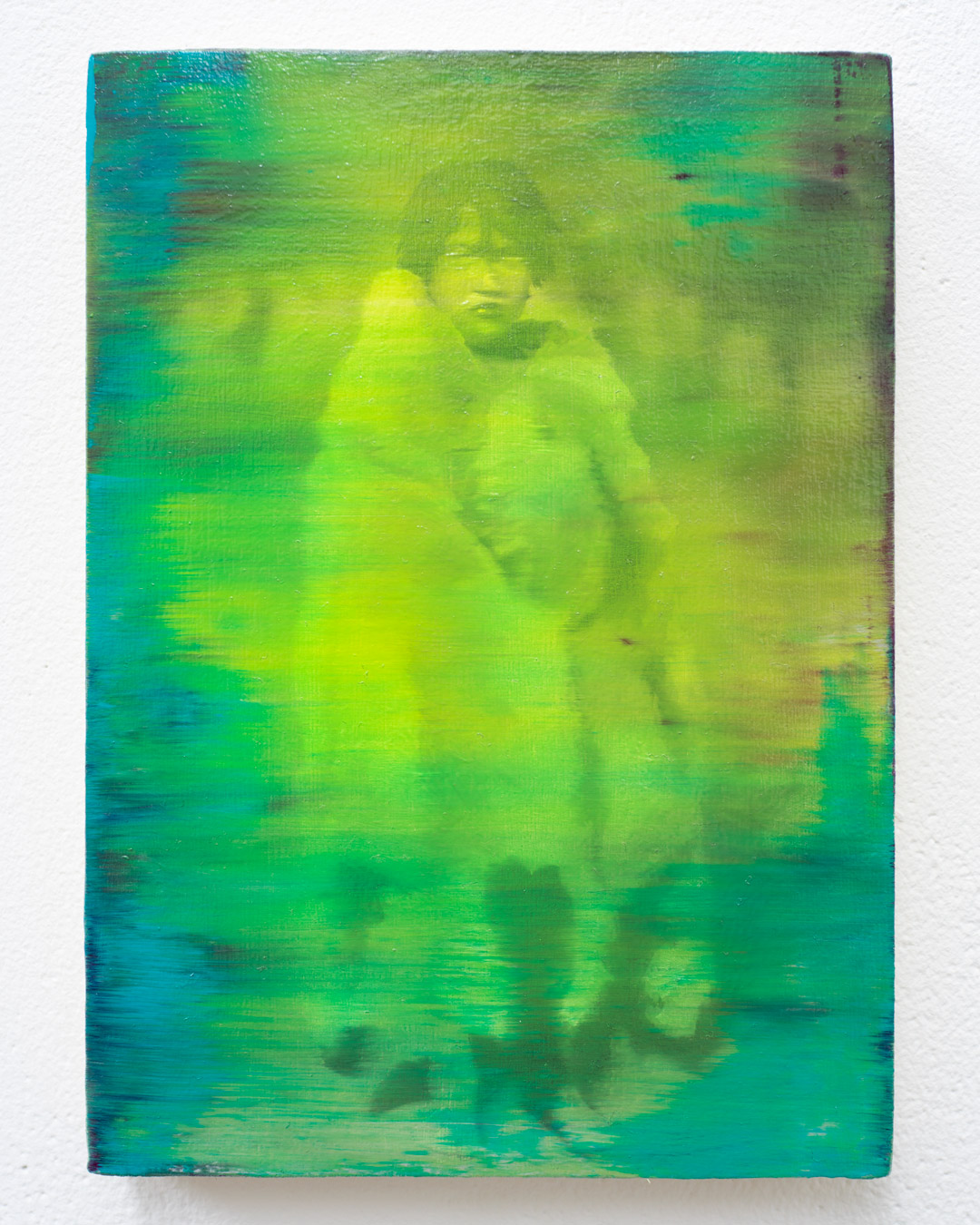 Niño con piel, Óleo, sobre panel de madera, 18 x 13 cm