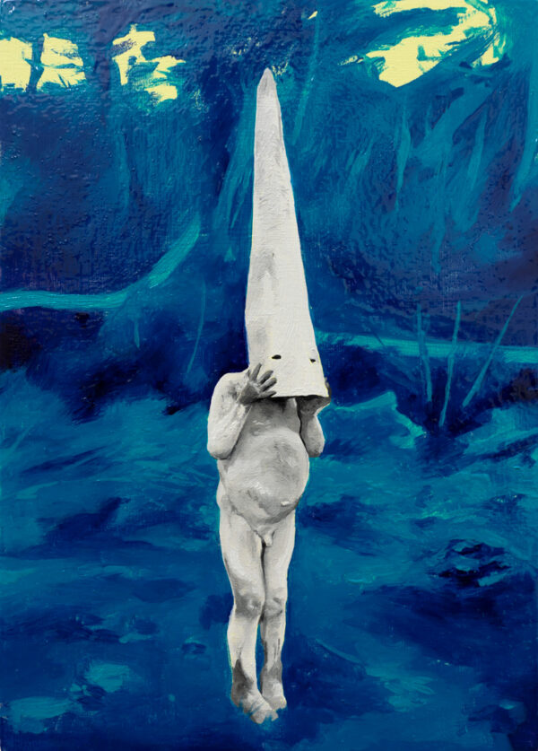 Niño con máscara, Óleo, sobre panel de madera, 18 x 13 cm