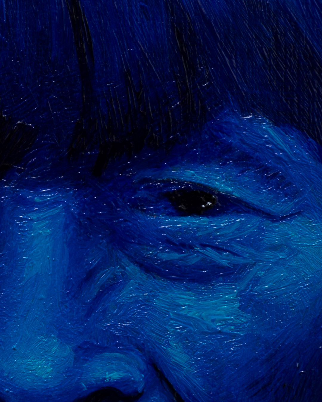 Mujer de azul y rojo, Óleo, sobre panel de madera, 18 x 13 cm