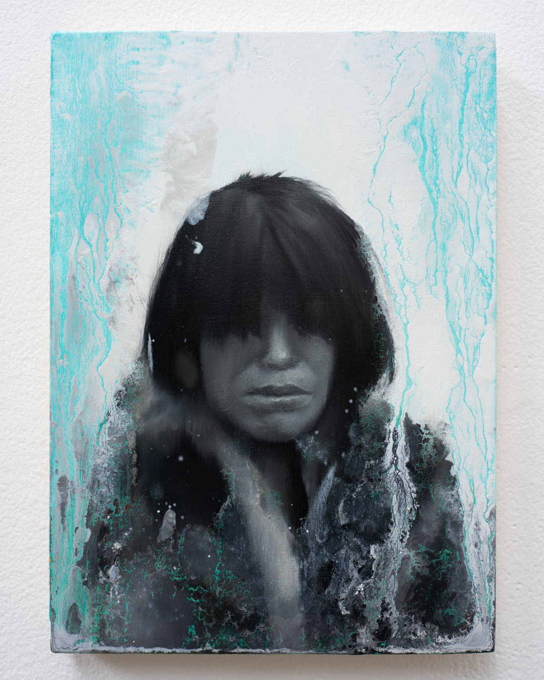 Niño en cian, Óleo, sobre panel de madera, 18 x 13 cm