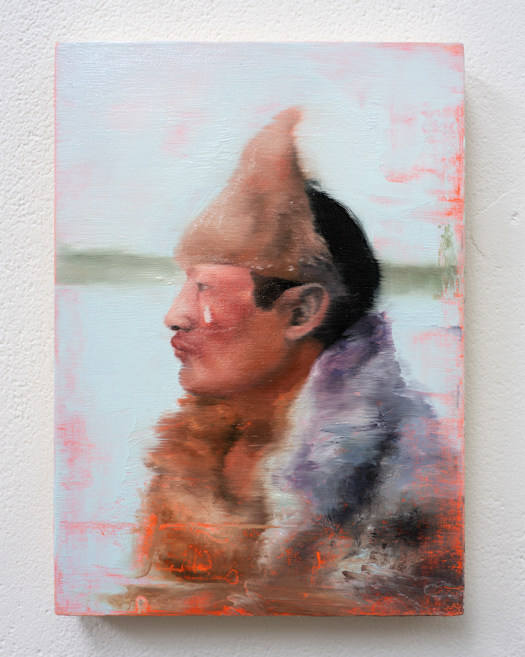 Hombre de perfil, Óleo, sobre panel de madera, 18 x 13 cm