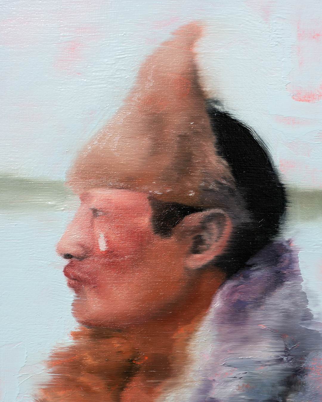 Hombre de perfil, Óleo, sobre panel de madera, 18 x 13 cm