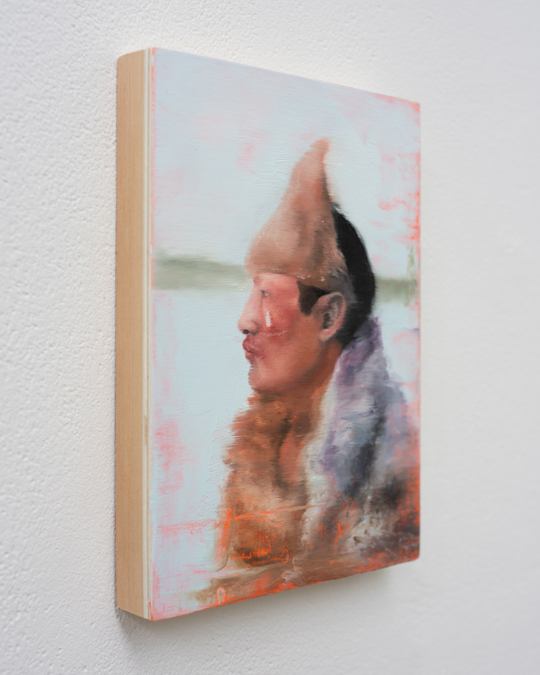 Hombre de perfil, Óleo, sobre panel de madera, 18 x 13 cm
