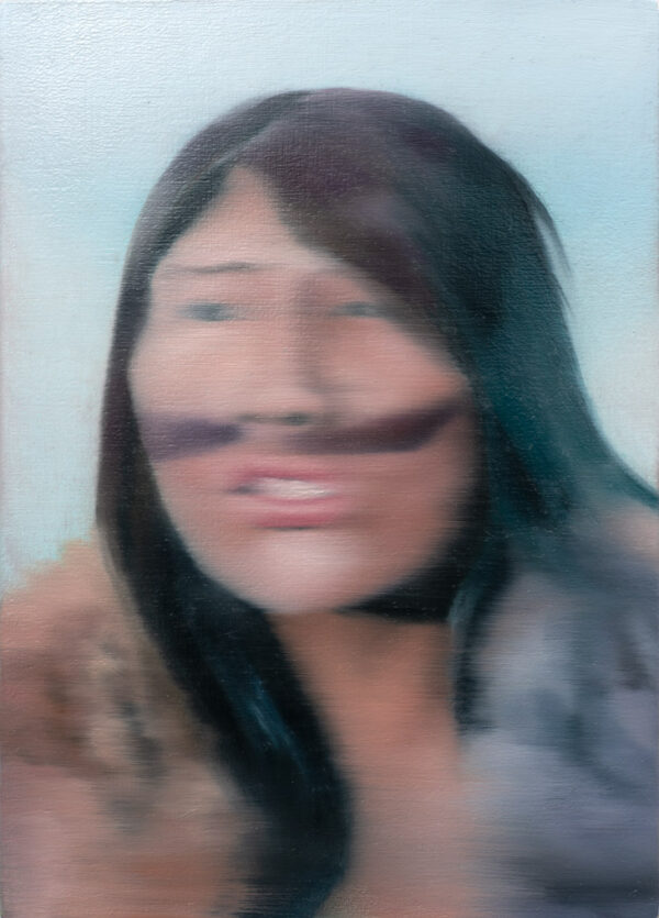 Mujer mirando, Óleo, sobre panel de madera, 18 x 13 cm