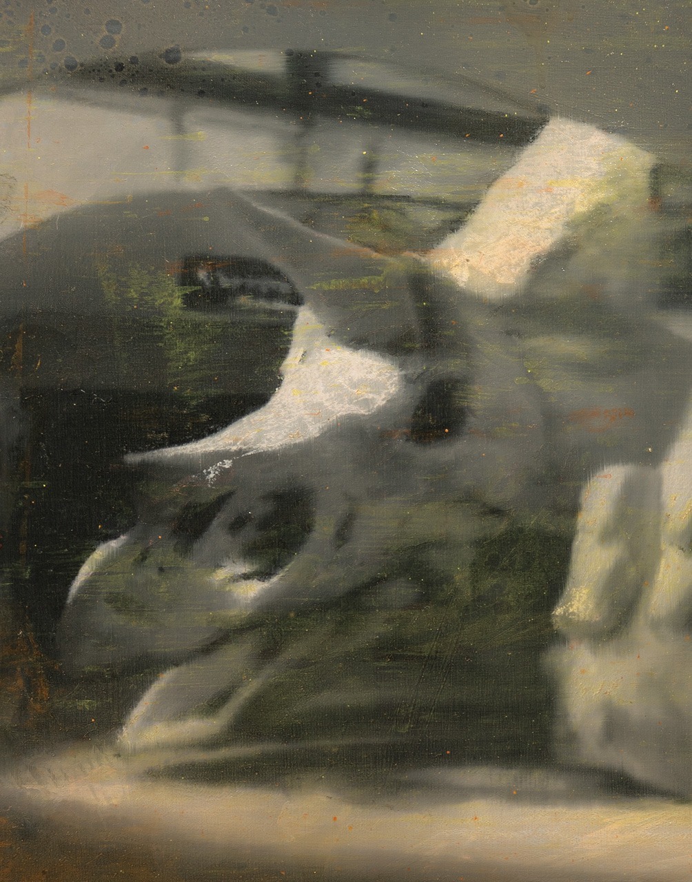 Fever dream (triceratops), Óleo, sobre panel de madera, 35,4 x 27,8 cm