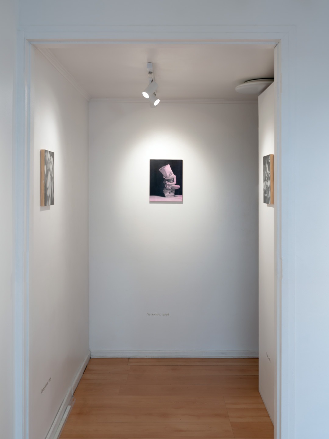 Small alcove room with Scenario (2026) centred on the back wall, flanked by two partially visible paintings on either side