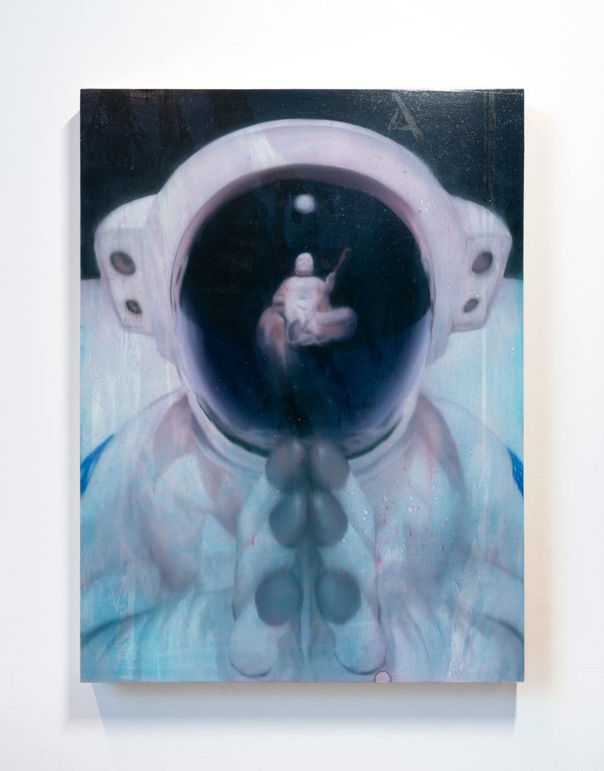 Fever dream (astronaut), Óleo, sobre panel de madera, 61 x 46 cm