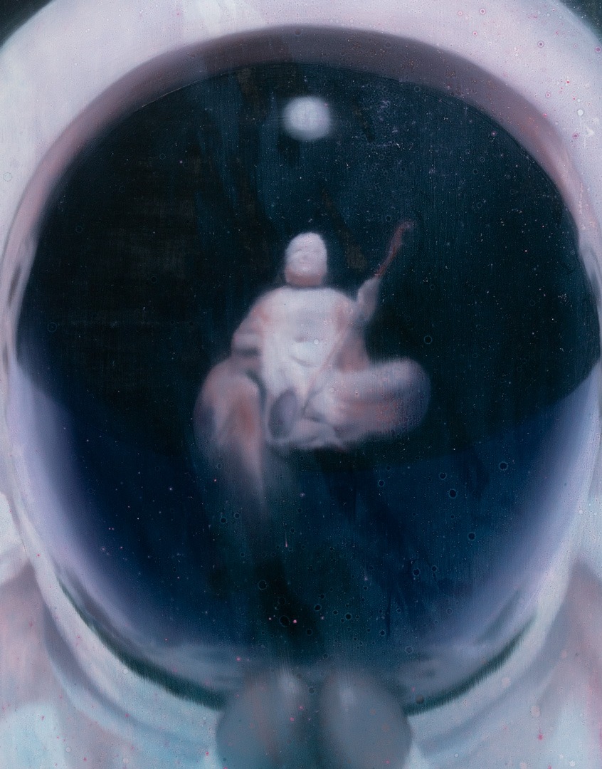 Fever dream (astronaut), Óleo, sobre panel de madera, 61 x 46 cm