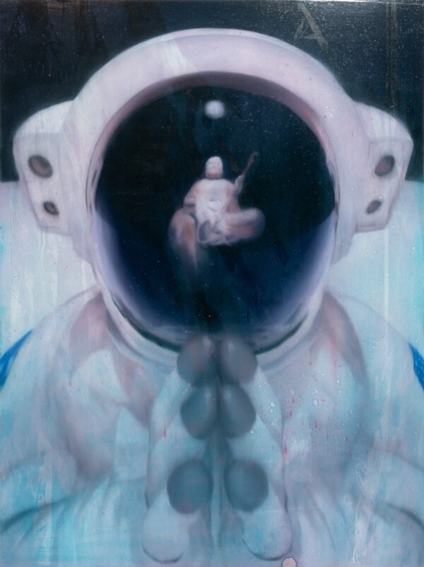 Fever dream (astronaut), Óleo, sobre panel de madera, 61 x 46 cm